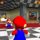 One of the few times you see Mario’s cameraman is in the castle’s mirror room